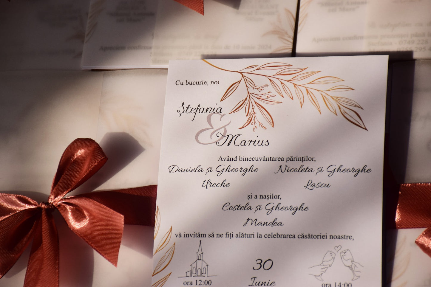 Invitatie Nunta cu plic de calc - Model N63