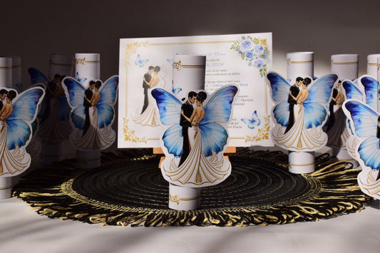 Invitatie Nunta rulata si personalizata cu Fluture -N51