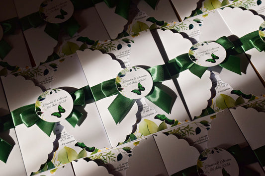 Invitație Nunta handmade cu plic si fundita - Model - N70