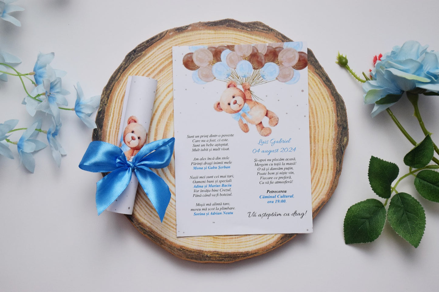 Invitatie Botez tema Ursulet - Model B68