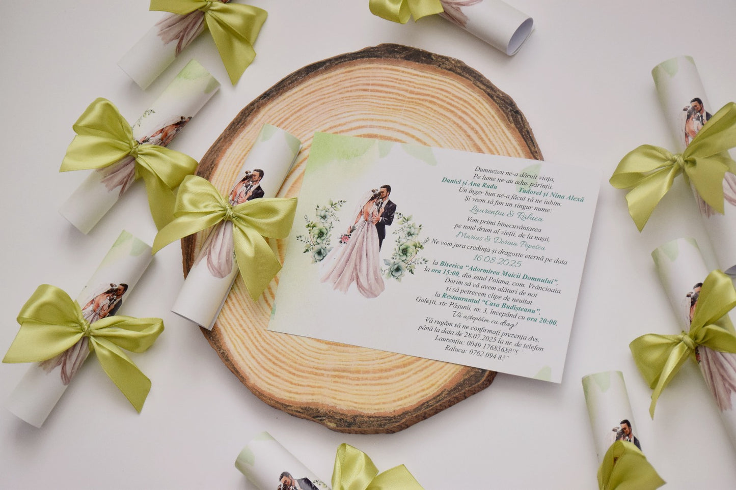 Invitatie Nunta Rulata cu fundita - Model N102