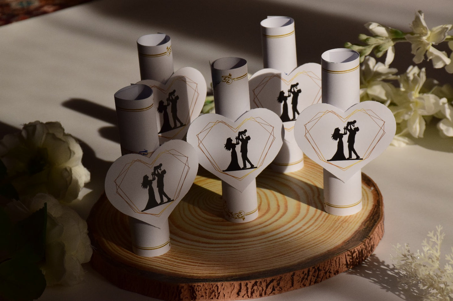 Invitație de Nuntă handmade personalizata cu Inima Familie - Model N125