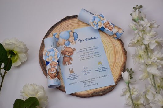 Invitație Botez tema Ursuleț - B39