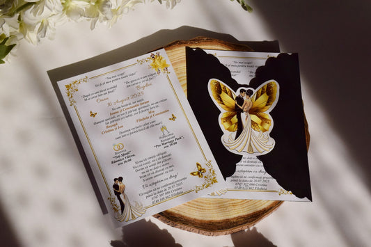 Invitație Nunta handmade Fluture - Model N160