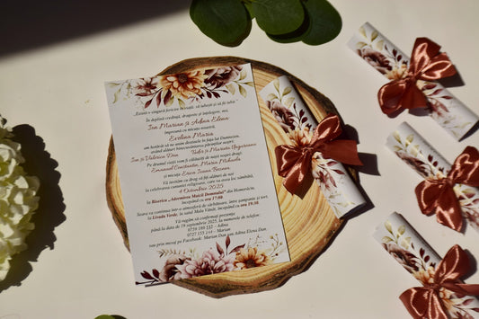 Invitatie Nunta Rulata cu fundita - N162