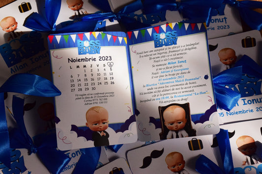 Invitație Botez tema Baby Boss - Model B83