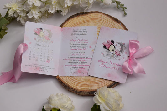 Invitatie Botez tema Minnie - Model B90