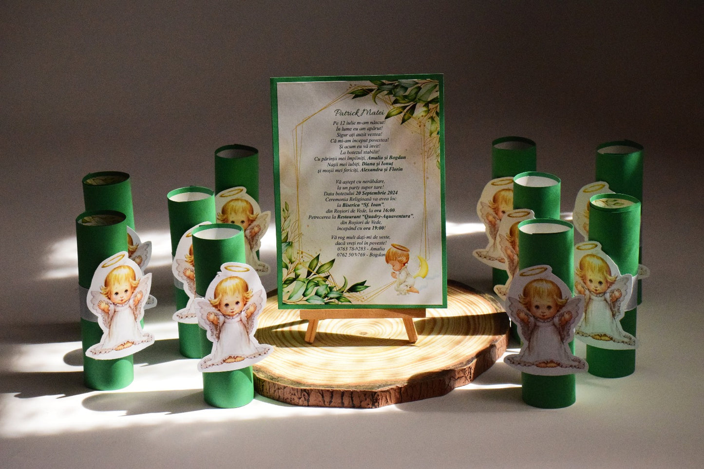 Invitație Botez rulata tema Îngeraș - Model B94