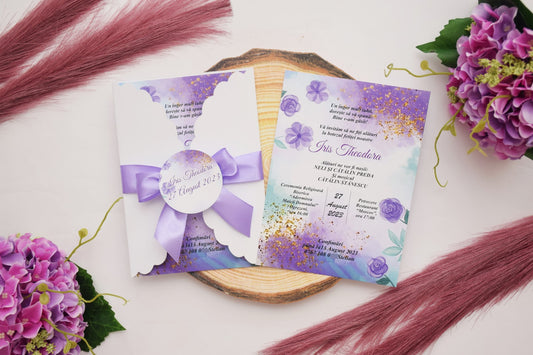 Invitatie Botez cu Plic si Fundita - Model B134