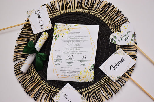 Invitație Nunta si Botez rulata cu Fundiță - NB53