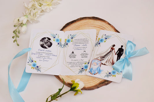 Invitatie Nunta si Botez tip Cărticică NB63