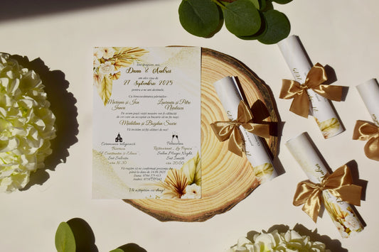 Invitatie Nunta Rulata cu fundita - N163