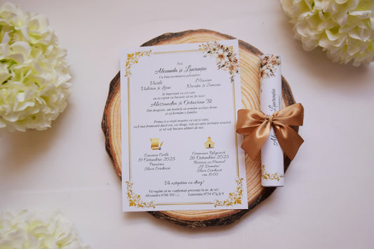 Invitatie Nunta Rulata cu fundita - N167