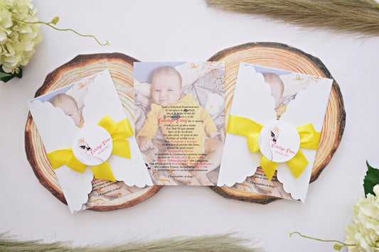 Invitație Botez personalizată cu poza bebeluș - Model B5