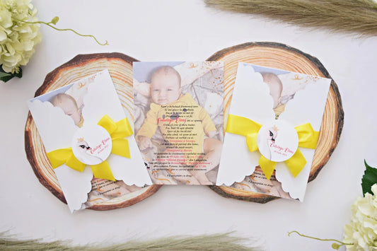 Invitație Botez personalizată cu poza bebeluș - Model B5