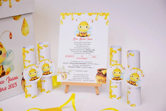 Invitație pentru Botez tema Albinuța - Model B10