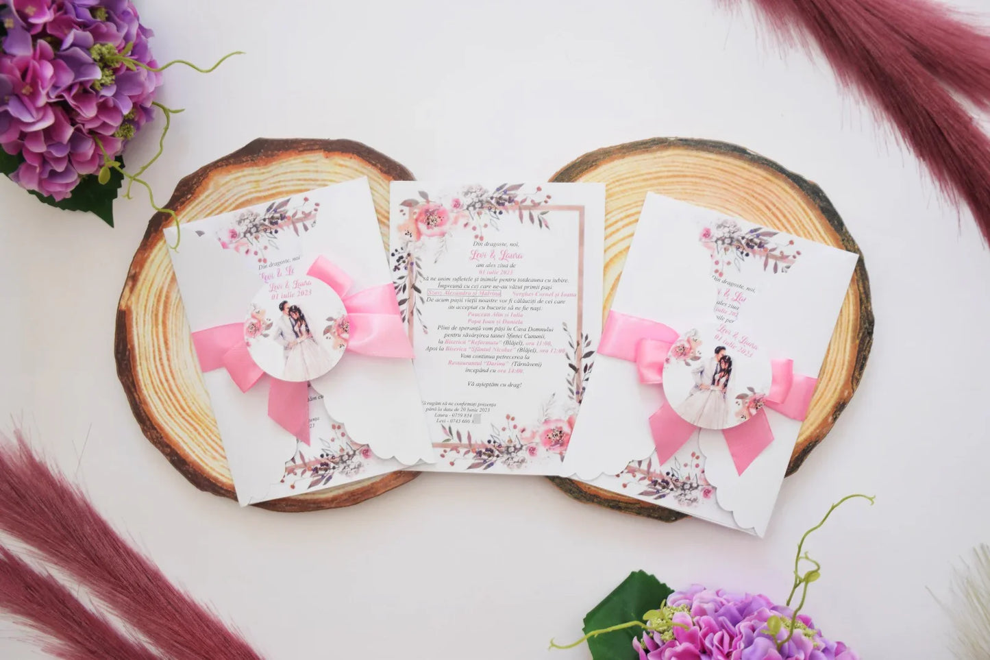 Invitatie Nunta handmade cu plic si eticheta personalizata - Model N11