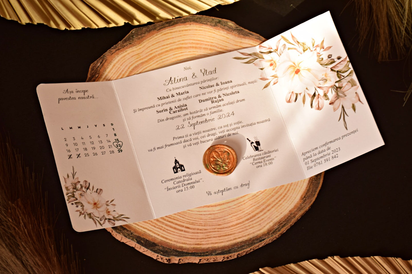 Invitație Nunta cu Sigiliu de ceara - Model N18