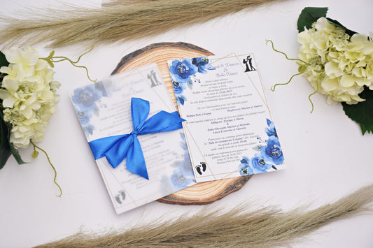 Invitatie Nunta si Botez cu plic de calc - Model NB13