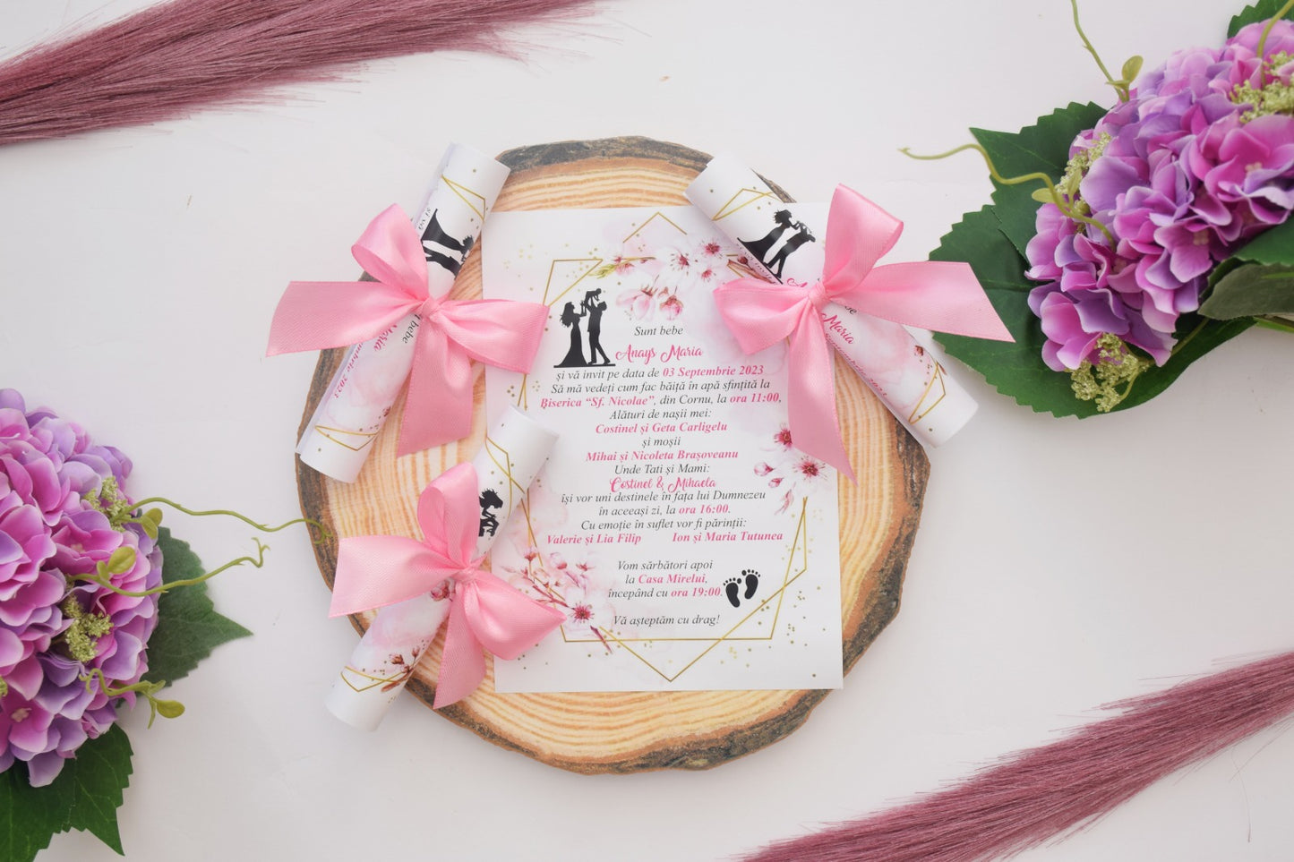 Invitatie Nunta si Botez cu fundita NB1