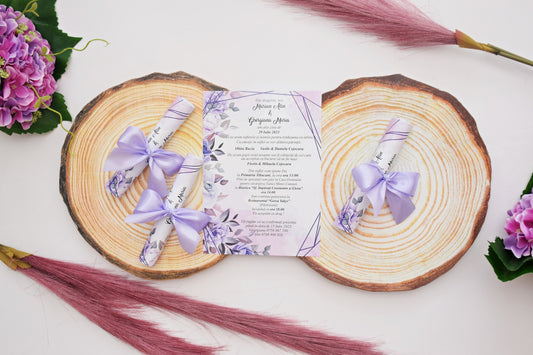 Invitatie Nunta rulata si cu fundita - Model N35