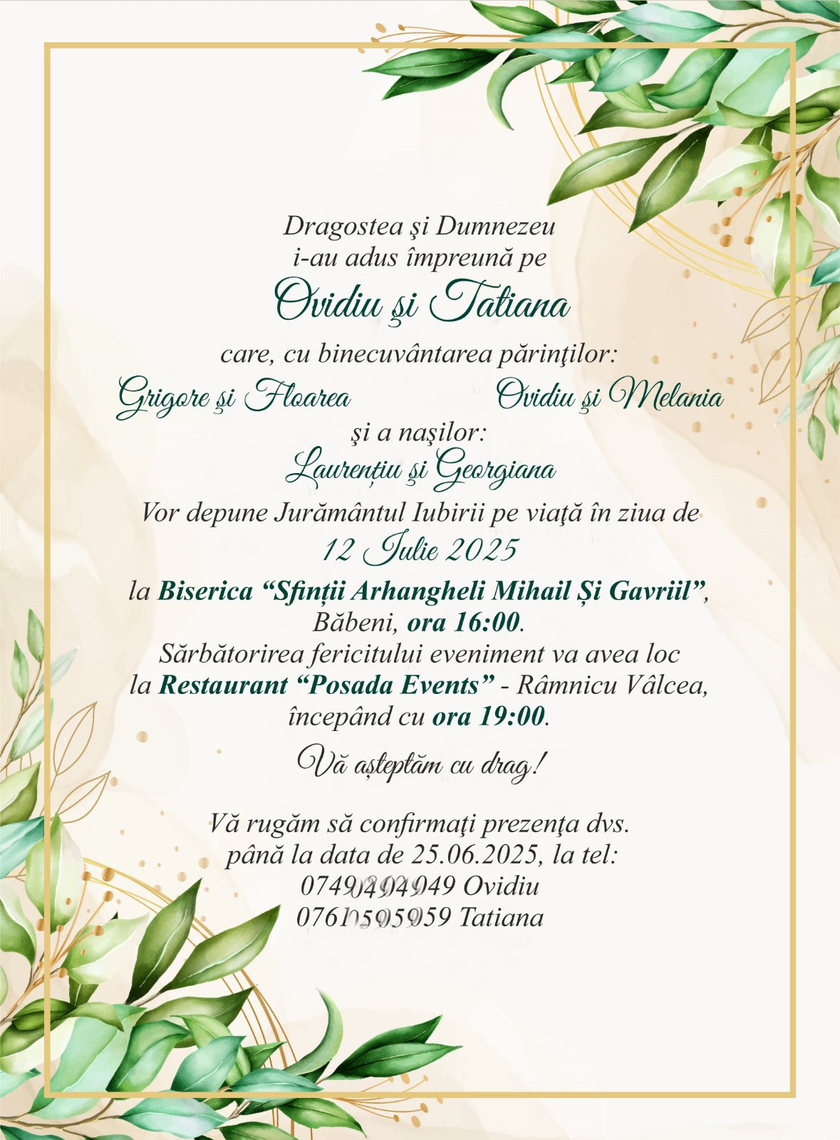 Invitație Digitală Nuntă - Model ID7