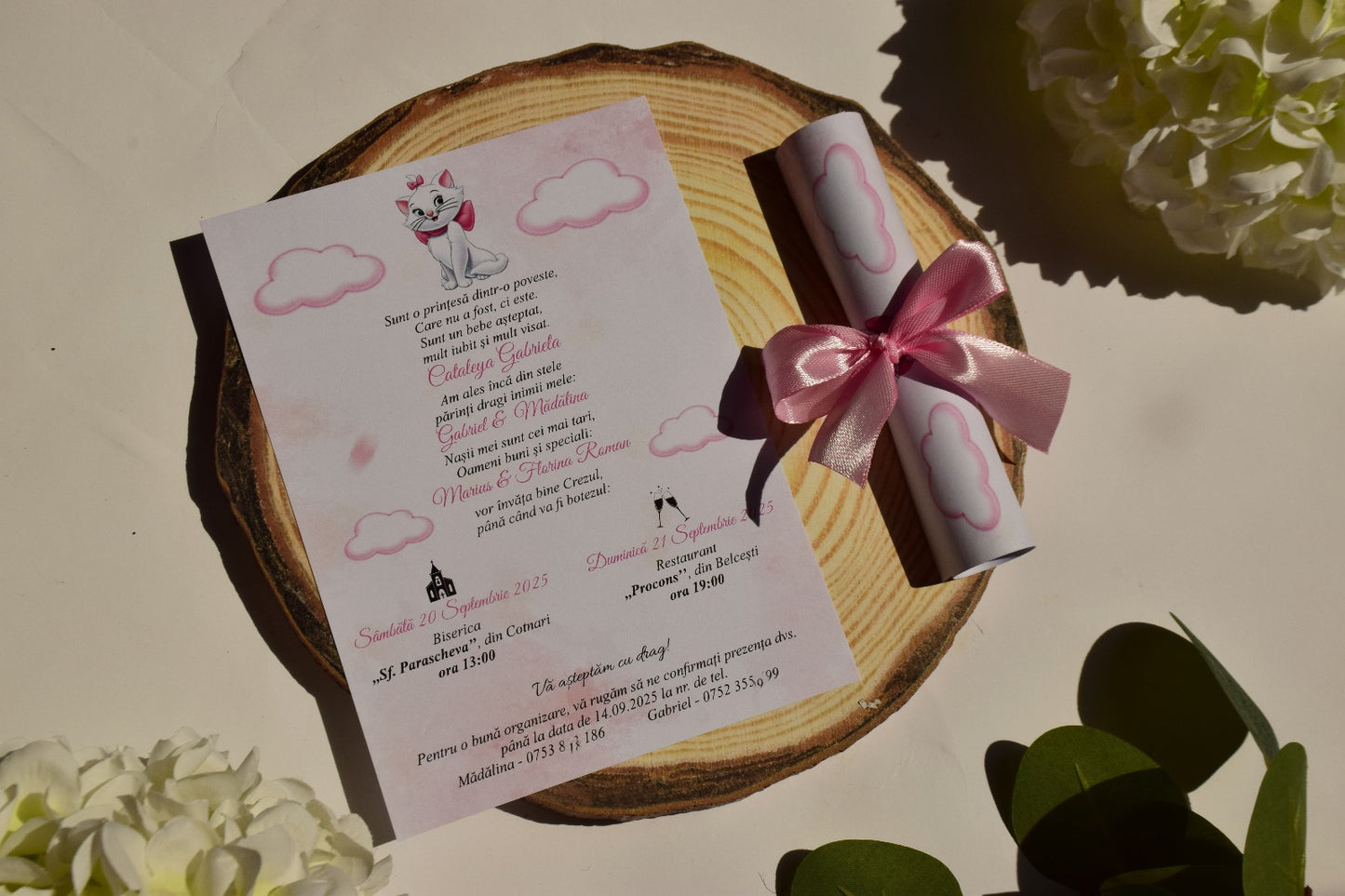 Invitație Botez Rulata cu Fundiță - Model B64