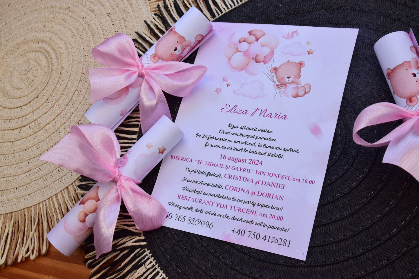 Invitație Botez Rulata cu Fundiță - Model B65