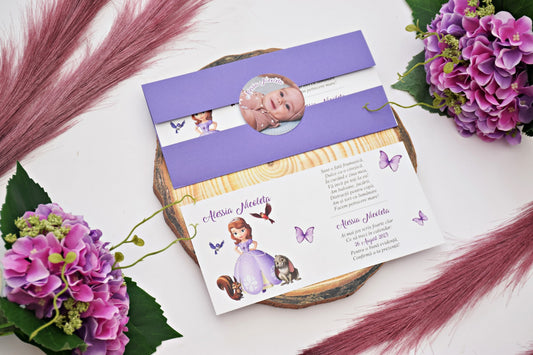 Invitație Botez Fetiță – tema Sofia- Model B51