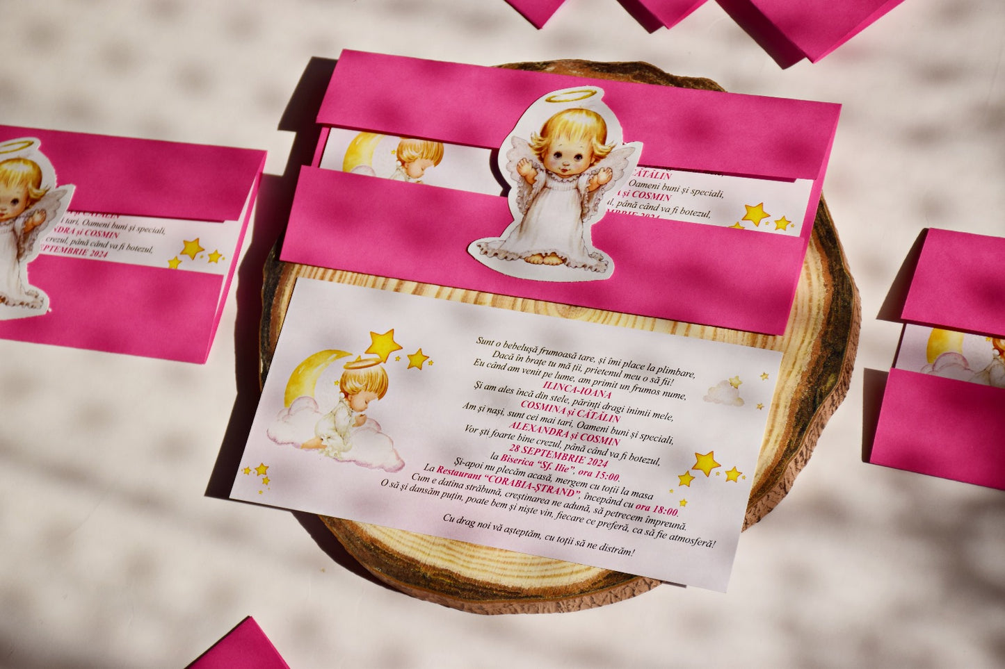 Invitație Botez Fetiță – tema Îngeraș - Model B55