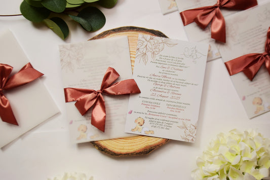 Invitatie Nunta si Botez cu plic de calc - Model NB90