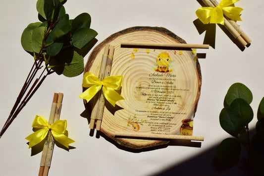 Invitație Botez rulata cu fundita - Model B142