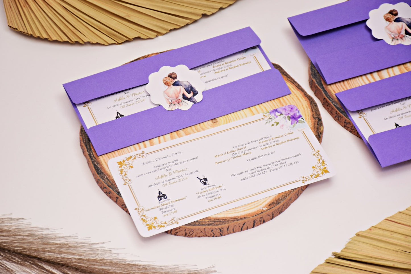 Invitație de Nunta cu plic și eticheta personalizată - N180
