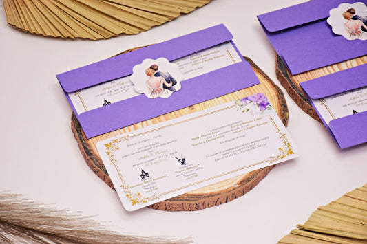 Invitație de Nunta cu plic și eticheta personalizată - N180