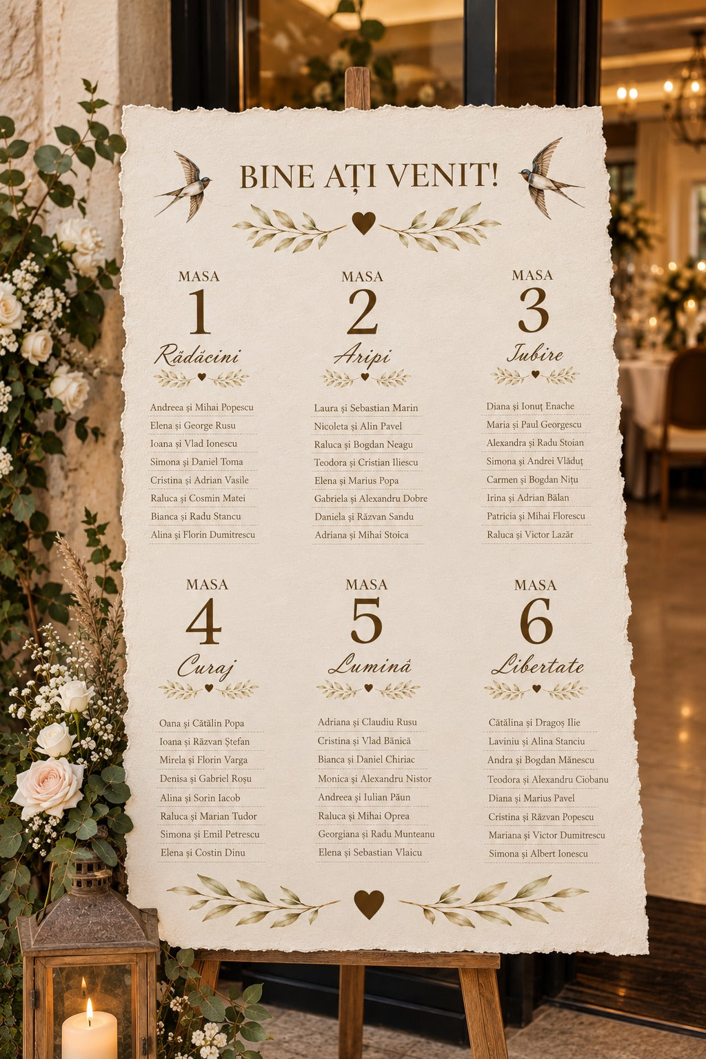 Oglinda Sălii – Lista de Invitați Personalizată pentru Nuntă - Model OG2