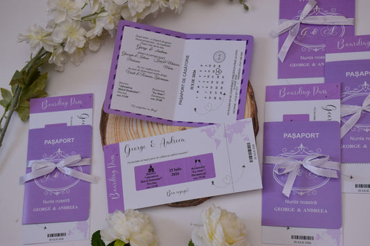 Invitație Nunta handmade tip Pașaport - Model N228
