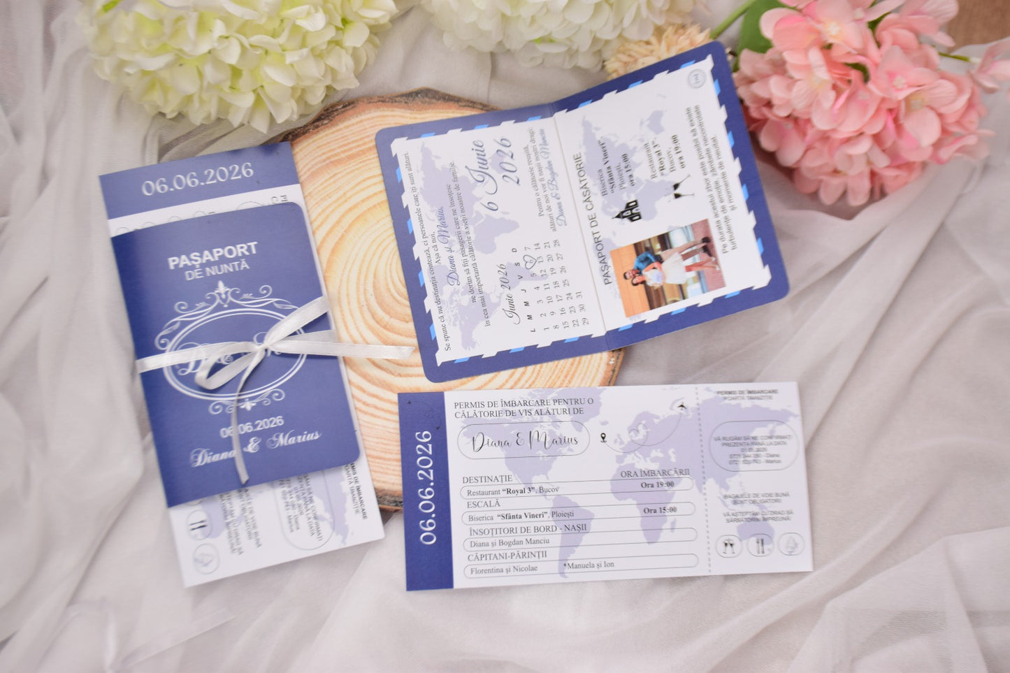 Invitație Nunta handmade tip Pașaport - Model N229