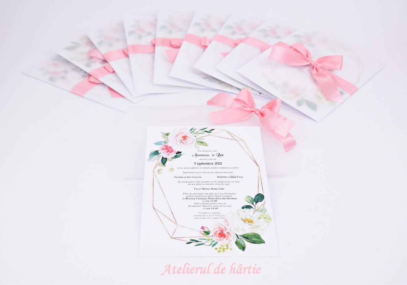 Invitatie Nunta cu plic de calc - Model N9