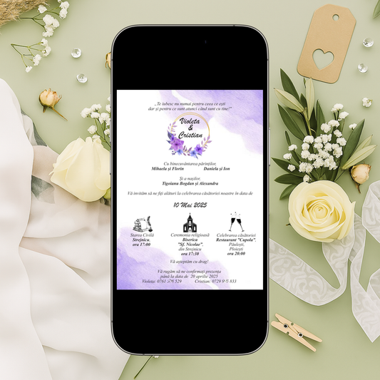 Invitație Digitală Nuntă - Model ID3