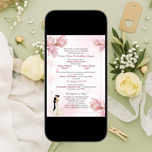 Invitație Digitală Nuntă - Model ID1