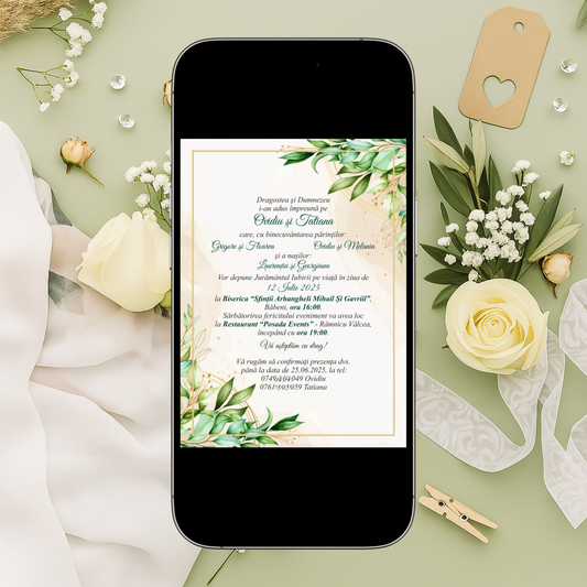 Invitație Digitală Nuntă - Model ID7