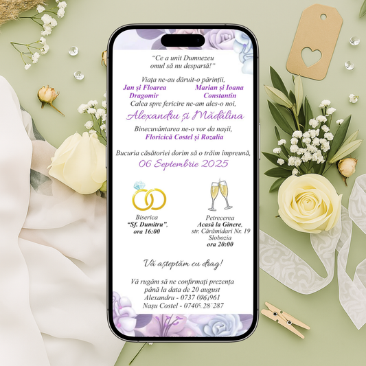 Invitație Digitală Nuntă - Model ID2