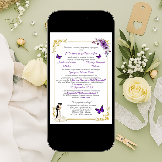 Invitație Digitală Nuntă - Model ID4