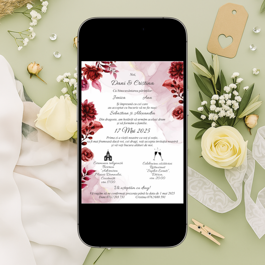Invitație Digitală Nuntă - Model ID5
