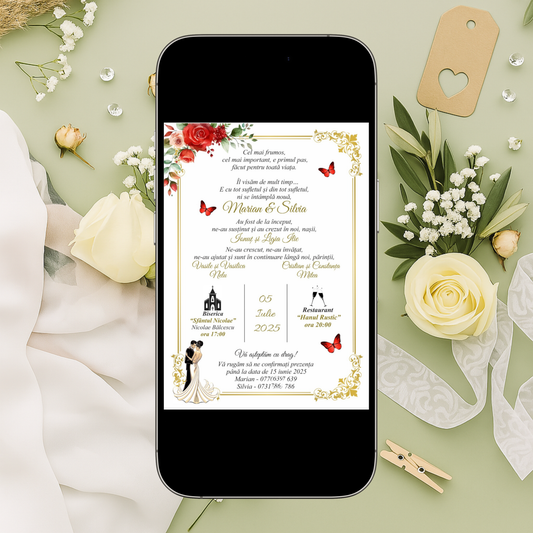 Invitație Digitală Nuntă - Model ID6