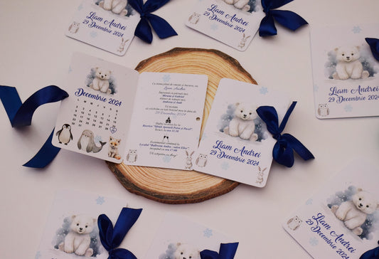 Invitatie Botez tema Animale Polare - Model B95