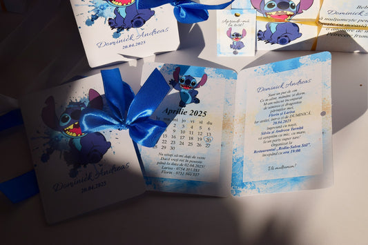 Invitatie Botez tema Stitch - Model B89