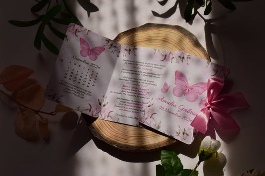 Invitație Botez tema Fluture - Model B84