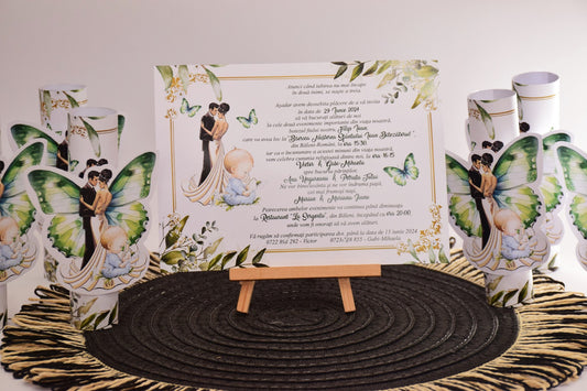 Invitație Nunta si Botez rulata cu Fluture - NB23