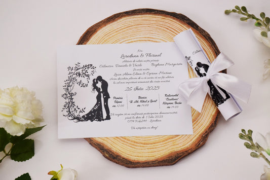 Invitatie Nunta Rulata cu fundita - N168